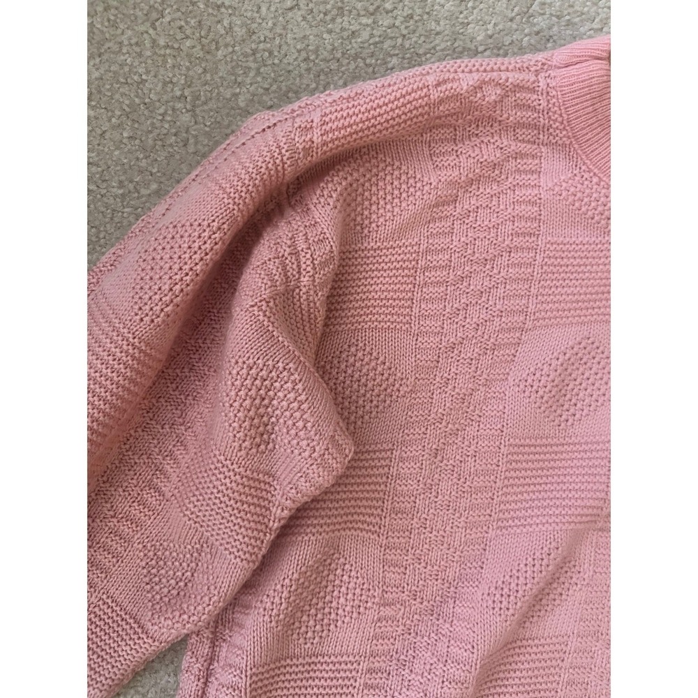 Vintage Cottage Women's Pink Textured Knit Sweater Acrylic Crewneck - Size M - Picture 5 of 6